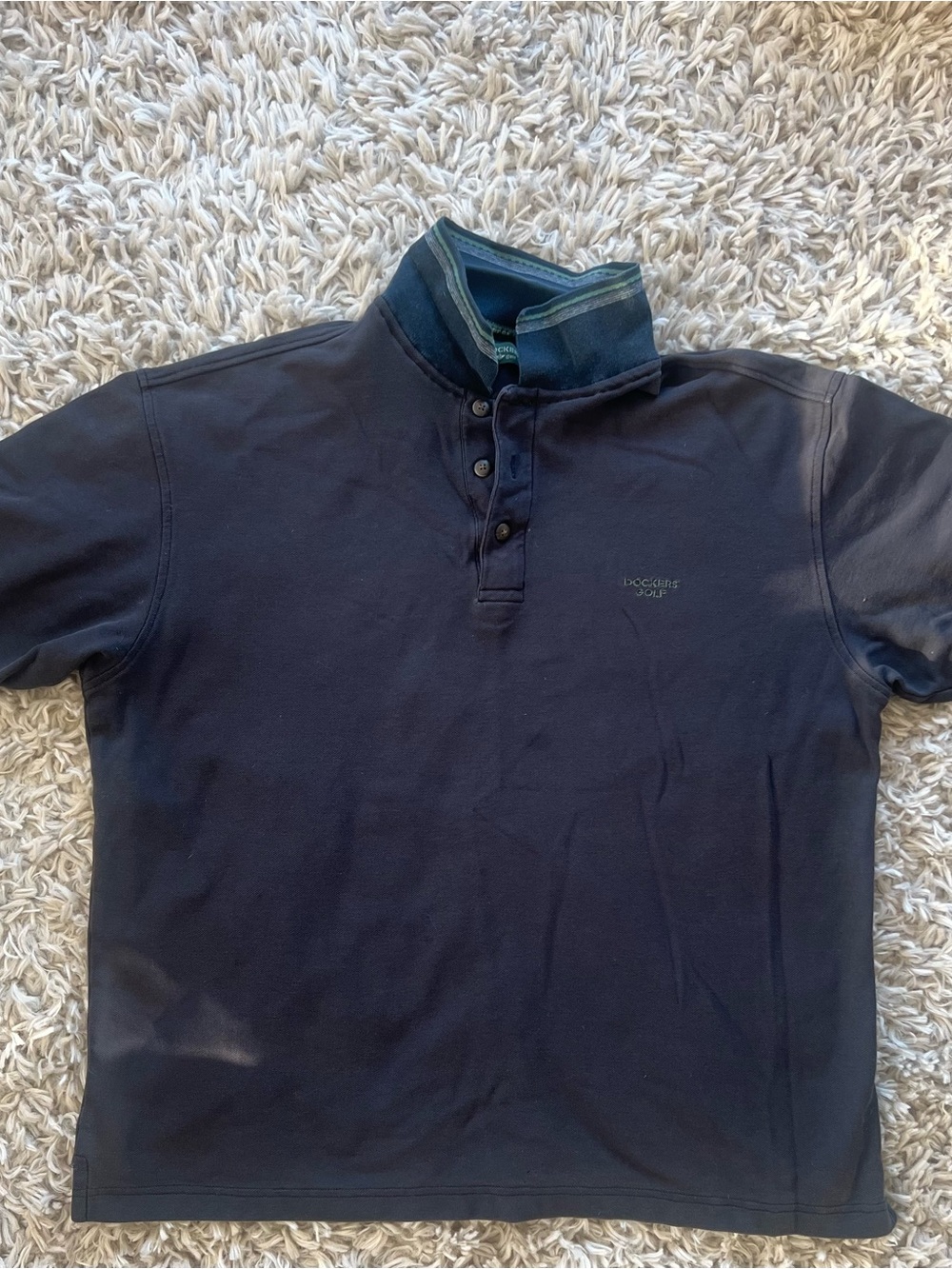Dockers Men’s Navy Polo with Contrast Striped Inner Collar